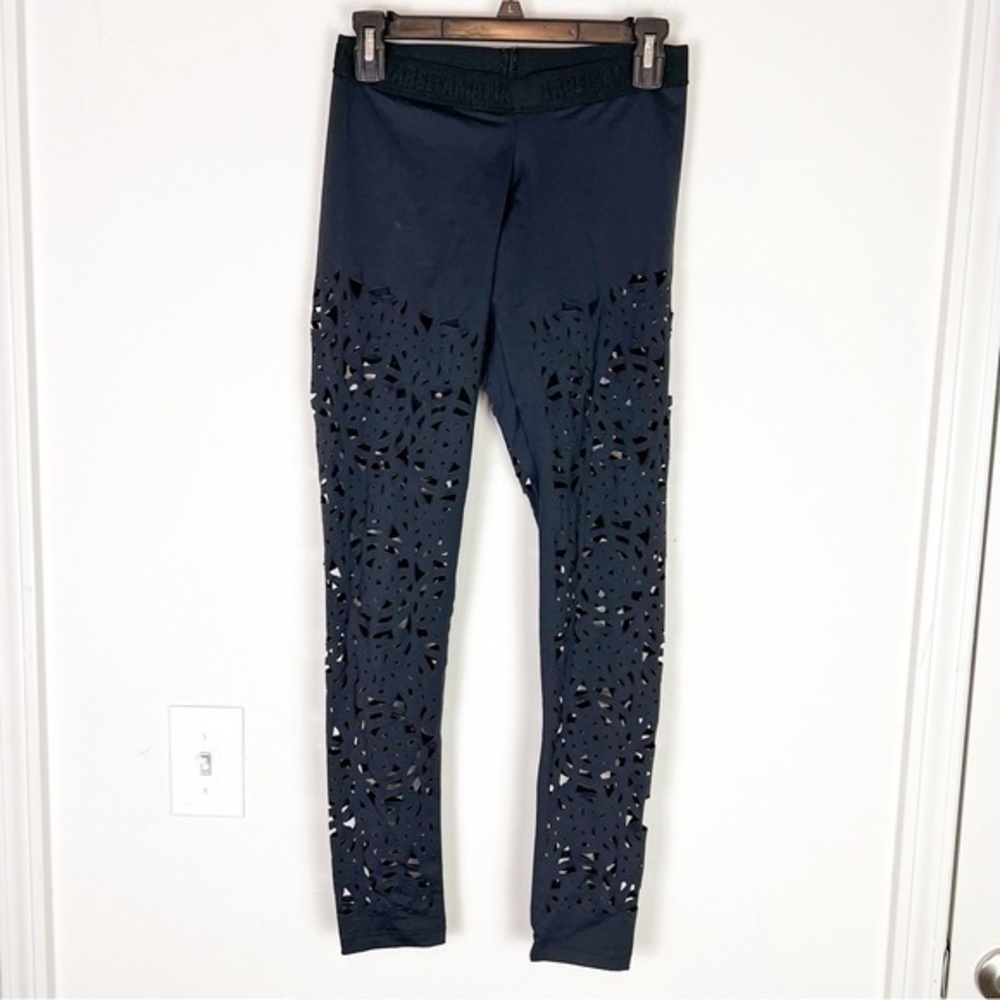 Labellamafia leggings womens medium black see through leg workout gym